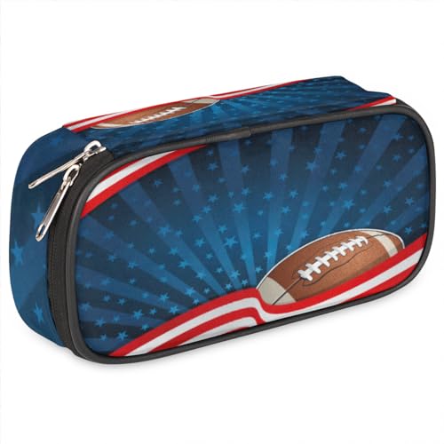 TropicalLife American Football Federmäppchen, PU-Leder, Stifttasche, USA Football, Bleistifttasche, Reißverschluss, Schreibwaren, Kosmetik, Make-up-Taschen für Kinder, Mädchen, Jungen, Männer, Frauen, von TropicalLife