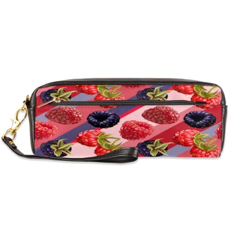 TropicalLife Blackberries Federmäppchen aus PU-Leder für Kinder, Mädchen, Jungen, Männer, Frauen, Brombeeren, Obst, Bleistiftbeutel, Reißverschluss, Schreibwaren, Kosmetik, Make-up-Taschen, farbe, von TropicalLife