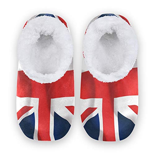 TropicalLife British Flag Print Women Men Closed Back House Slippers Comfort Coral Fleece Fuzzy Feet Slippers Home Shoes for Indoor Outdoor von TropicalLife