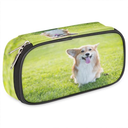 TropicalLife Corgi Hunde-Federmäppchen, PU-Leder, Stifttasche, Reißverschluss, Schreibwaren, Kosmetik, Make-up-Taschen für Kinder, Mädchen, Jungen, Männer, Frauen, farbe, Einheitsgröße, von TropicalLife