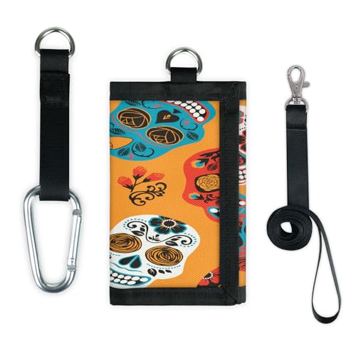 TropicalLife Day of the Dead Totenkopf Geldbörse Slim Small Pocket Money Organizer Bag Mexican Skull Lightweight Portable Change Purse von TropicalLife