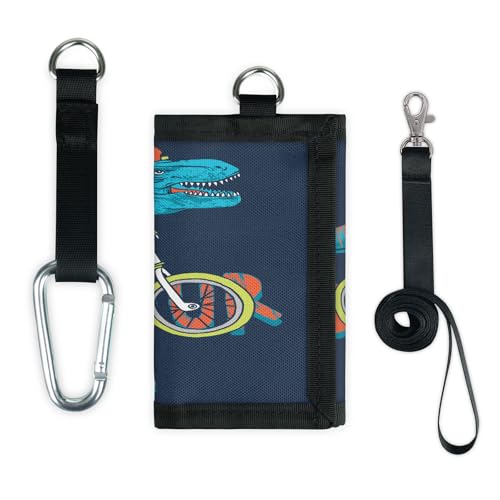 TropicalLife Dinosaurier-Fahrrad-Druck, Geldbörse, schmal, klein, Geldbeutel, Dinosaurier, lustig, leicht, tragbar, Kleingeldbörse von TropicalLife