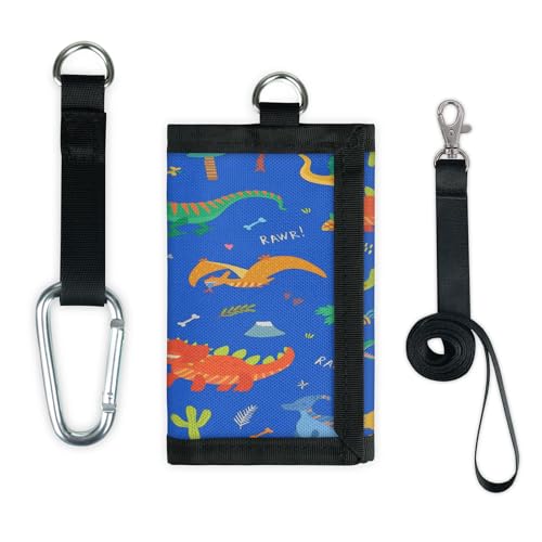 TropicalLife Dinosaurier-Geldbörse, schmal, klein, Geldbeutel, blauer Dinosaurier-Hintergrund, leicht, tragbar, Kleingeldbörse von TropicalLife