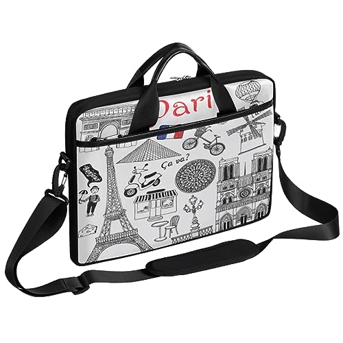 TropicalLife Drucken Frankreich Paris Laptoptasche Tasche für Damen Herren Paris Laptop Sleeve Handtasche Schulter Aktentasche 13 in 13,3 in 14 in 15 Zoll, farbig, 13 - 15 in von TropicalLife
