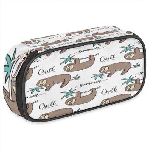 TropicalLife Faultier Niedliche Cartoon Federmäppchen PU Leder Stifttasche Faultier Tasche Reißverschluss Schreibwaren Kosmetik Make-up Taschen für Kinder Mädchen Jungen Männer Frauen, farbe, von TropicalLife