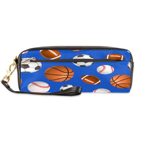 TropicalLife Federmäppchen aus PU-Leder für Kinder, Mädchen, Jungen, Herren, Damen, Ball, Fußball, Basketball, Federmäppchen, Reißverschluss, Schreibwaren, Kosmetik, Make-up-Taschen, farbe, von TropicalLife