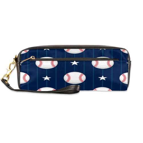 TropicalLife Federmäppchen im Baseball-Design, PU-Leder, Stifttasche für Kinder, Mädchen, Jungen, Herren, Damen, Baseball-Bleistifttasche, Reißverschluss, Schreibwaren, Kosmetik, Make-up-Tasche, von TropicalLife