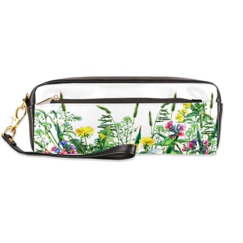 TropicalLife Federmäppchen mit Frühlingsblumen, PU-Leder, Stifttasche für Kinder, Mädchen, Jungen, Männer, Frauen, Blumen, Federtasche, Reißverschluss, Schreibwaren, Kosmetik, Make-up-Taschen, farbe, von TropicalLife