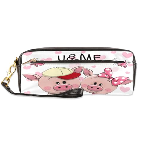 TropicalLife Federmäppchen mit niedlichem Cartoon-Schweinchen, PU-Leder, für Kinder, Mädchen, Jungen, Männer, Frauen, lustige Schweine, Federmäppchen, Tasche, Reißverschluss, Schreibwaren, Kosmetik, von TropicalLife