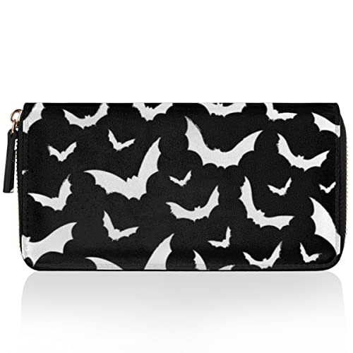 TropicalLife Fledermaus-Geldbörse, mehrere Kreditkartenfächer, schwarze Fledermaus-Clutch-Geldbörse für Damen, Leder, Reißverschluss, lange Geldbörse, mehrfarbig, Einheitsgröße von TropicalLife