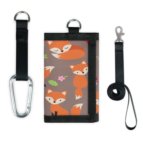TropicalLife Fox Pilz-Blätter-Geldbörse, schmal, klein, Taschengeld-Organizer, Tasche, Fuchs, leicht, tragbar, Kleingeldbörse von TropicalLife