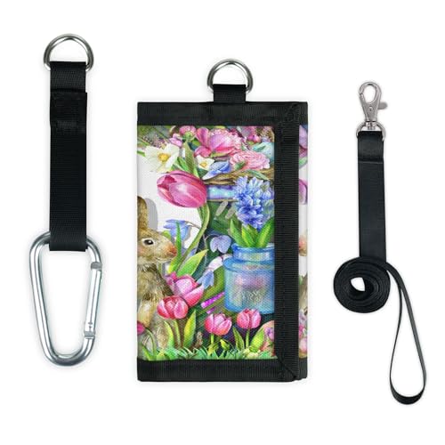 TropicalLife Frühling Osterhasen Blume Geldbörse Slim Kleine Tasche Geld Organizer Tasche Ostern Leicht Tragbar Kleingeld Geldbörse von TropicalLife