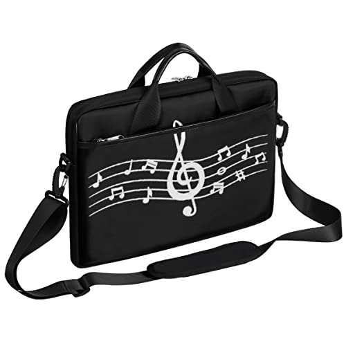 TropicalLife GIGIGIJY Musiknoten-Laptop-Tasche, schwarze Musik-Leinen-Aktentasche, 13,3 in 14 in 15 Zoll für Kinder, Jungen, Mädchen, Frauen, Herren, mehrfarbig, Einheitsgröße von TropicalLife