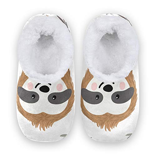 TropicalLife Kawaii Animal Sloth Leaf Women Men Closed Back House Slippers Comfort Coral Fleece Fuzzy Feet Slippers Home Shoes for Indoor Outdoor von TropicalLife