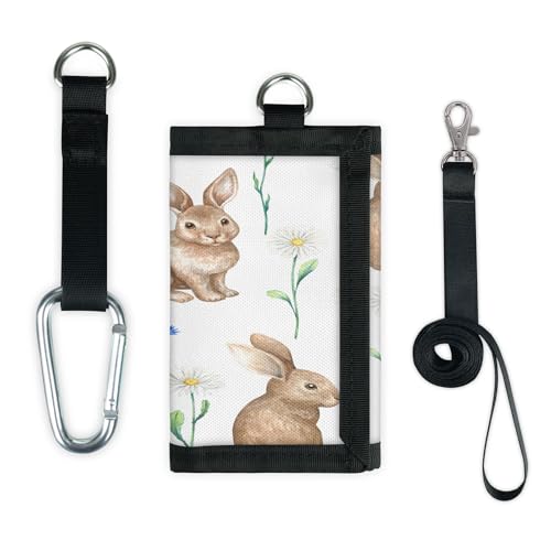 TropicalLife Kaninchen Geldbörse Slim Kleine Tasche Geld Organizer Tasche Ostern Kaninchen Floral Leicht Tragbar Kleingeld Geldbörse von TropicalLife