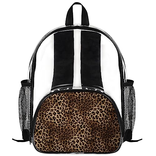 TropicalLife Leopard Kinder Transparenter Rucksack Leopardenhaut Pritn Kleiner transparenter Rucksack Wasserdicht PVC Schule Büchertasche Wandern Reisen Rucksack, multi, 11.7L von TropicalLife