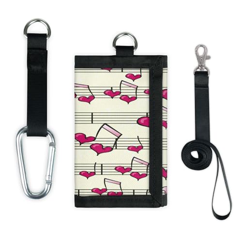 TropicalLife Love Heart Music Notes Wallet Slim Small Pocket Money Organizer Bag Music Lightweight Portable Change Purse von TropicalLife