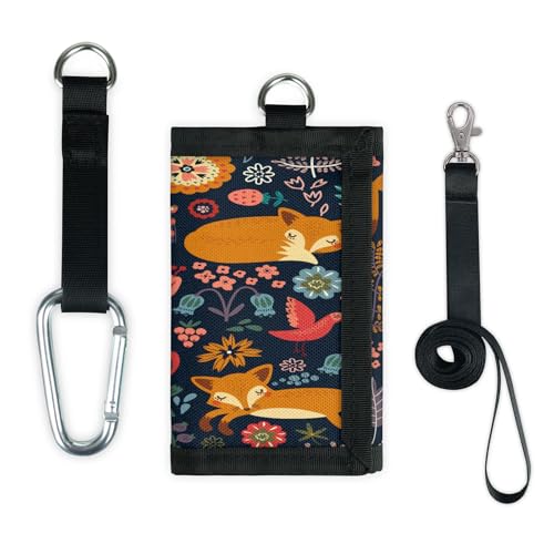 TropicalLife Niedliche Cartoon-Fuchs-Geldbörse, schmal, klein, Geldbeutel, Blumenfuchs, leicht, tragbar, Kleingeldbörse von TropicalLife