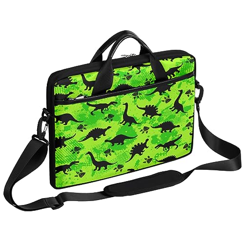 TropicalLife Niedliche Laptoptasche mit Dinosaurier-Muster, für Damen und Herren, Dinosaurier-Laptophülle, Handtasche, Schultertasche, Aktentasche, 33 cm, 33 cm, 35,6 cm, 38,1 cm, farbig, 13 - 15 in von TropicalLife