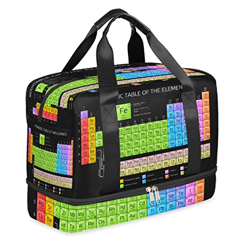 TropicalLife Periodensystem der Elemente mit Atom-Reisetasche mit Schuhfach Sporttasche Turnbeutel Gep?ck Wochenendtasche f¨¹r Erwachsene M?nner Frauen Unisex von TropicalLife