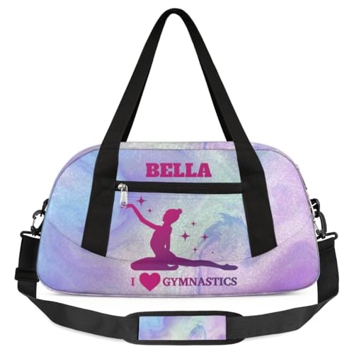 TropicalLife Personalisierbare Tanztasche, Turnbeutel für Mädchen, lila, Gymnastik, Fitnessstudio, personalisierbar, Sporttasche, Wochenendtasche, Reisetasche, Reisetasche für Kinder und Jungen, Lila von TropicalLife