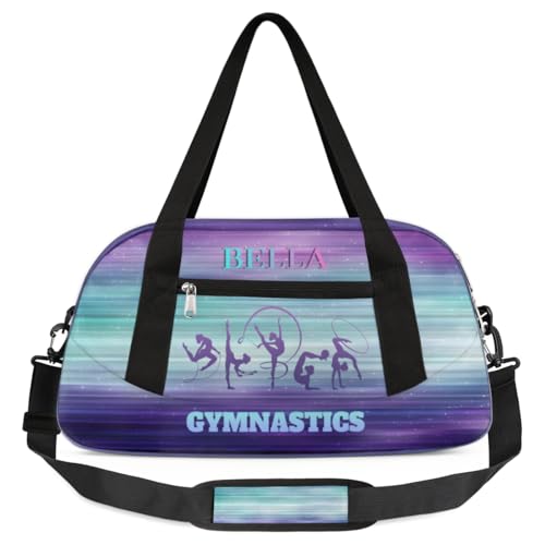 TropicalLife Personalisierbare Tanztasche, Turnbeutel für Mädchen, lila, blaugrün, Gymnastik, personalisierbar, Sporttasche, Wochenendtasche, Reisetasche, Reisetasche für Kinder und Jungen, Violett, von TropicalLife