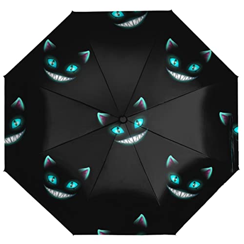 TropicalLife Reise-Regenschirm Lustige Grinsekatze Kätzchen Automatisches Öffnen/Schließen Regenschirm Tragbarer UV-Schutz Winddicht Faltbarer Regenschirm, multi, Einheitsgröße von TropicalLife