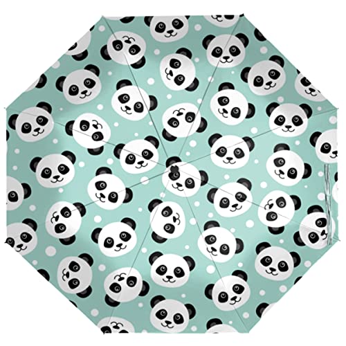 TropicalLife Reise-Regenschirm Tier Panda Polka Dot Automatisches Öffnen / Schließen Regenschirm Tragbarer UV-Schutz Winddicht Faltschirm, multi, Einheitsgröße von TropicalLife