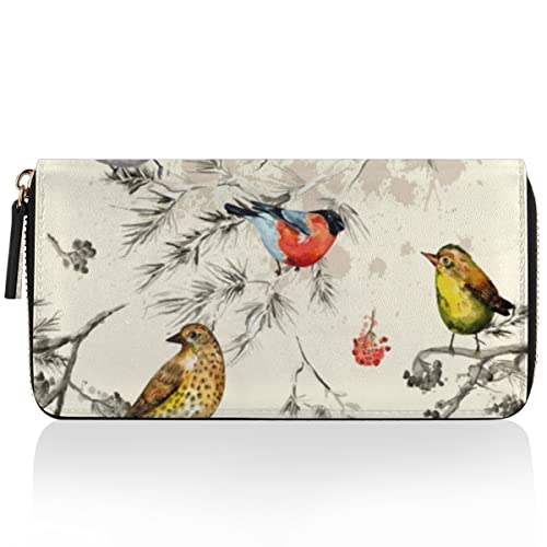 TropicalLife Retro Vogel Geldbörse Multi Kreditkartenhalter Tasche Vogel Clutch Geldbörse für Frauen Leder Reißverschluss Lange Geldbörse, mehrfarbig, Einheitsgröße von TropicalLife