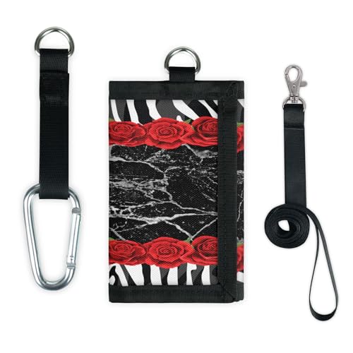 TropicalLife Rose Zebra Print Marble Wallet Slim Small Pocket Money Organizer Bag Lightweight Portable Change Purse von TropicalLife