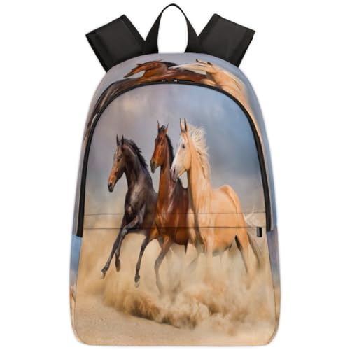 TropicalLife Run Horse Sand-Rucksack für Herren, Damen, Mädchen, Jungen, Kinder, Pferde-Rucksack, 17,4 l, Rucksack, Schule, Büchertasche, Reisen, Laptop-Tasche, Tagesrucksack, farbig, 17.4 L von TropicalLife