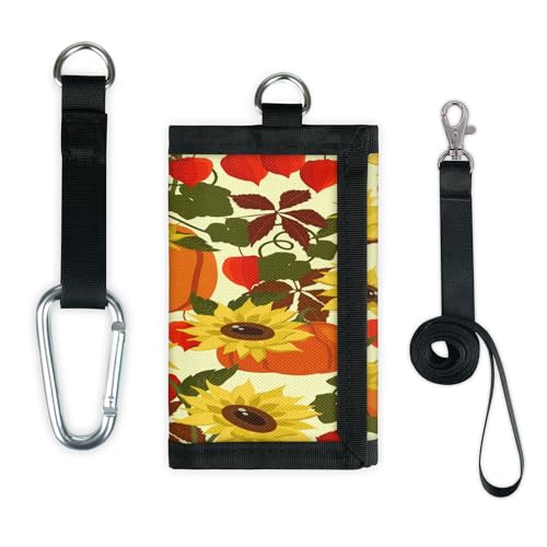 TropicalLife Sonnenblume Herbst Kürbisse Geldbörse Slim Kleine Tasche Geld Organizer Tasche Herbst Thema Leicht Tragbar Kleingeld Geldbörse von TropicalLife