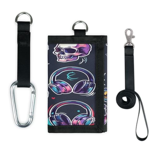 TropicalLife Totenkopf Rocknroll Design Geldbörse Slim Kleine Tasche Geld Organizer Tasche Leicht Tragbar Kleingeld Geldbörse von TropicalLife