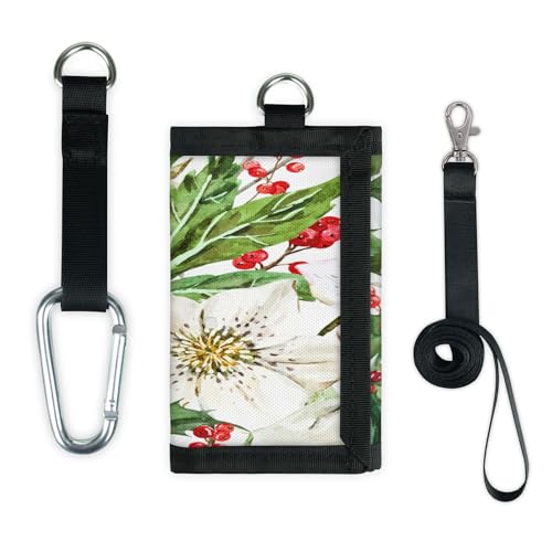 TropicalLife Weihnachten Blumen Beeren Geldbörse Slim Kleine Tasche Geld Organizer Tasche Weihnachten Leicht Tragbar Kleingeld Geldbörse von TropicalLife