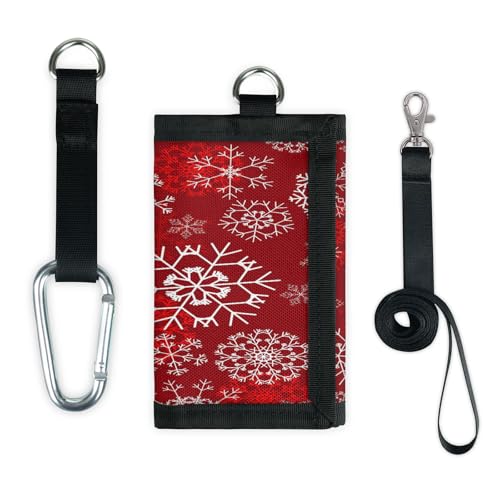 TropicalLife Weihnachten Schneeflocke Rot Geldbörse Slim Kleine Tasche Geld Organizer Tasche Schneeflocke Leicht Tragbar Kleingeld Geldbörse von TropicalLife