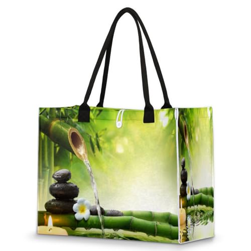 TropicalLife Zen Bamboo Japan Große Handtasche für Damen Frauen Jugend Mädchen Bambus Schultertasche Shopper Arbeit Gym Organizer Tasche Top Griff Taschen, farbig, 23.5 L von TropicalLife