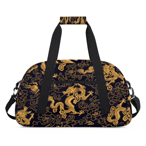 Vintage Chinesischer Drache Sport Duffel Bag für Damen Herren, Drache 24L Wochenende Übernachtung Tasche Tote Holdall Reise Gym Bag für Kinder Mädchen Jungen, farbe, (24L) UK, Taschen-Organizer von TropicalLife