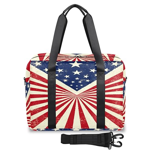 Vintage Flag USA Travel Duffel Bags for Women Men American Flag Weekend Overnight Bag 32L Large Cabin Holdall Tote Bag for Travel Sports Gym, farbe, 32 L, Taschen-Organizer von TropicalLife