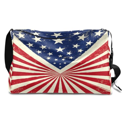 Vintage Flagge USA Leder Duffle Bag für Mann Frau Jungen Mädchen, Amerikanische Flagge Wochenende Übernachtung Sport Gym Bag Reisetasche Single Shoulder Crossbody Handtasche, farbe, 18.5L, von TropicalLife