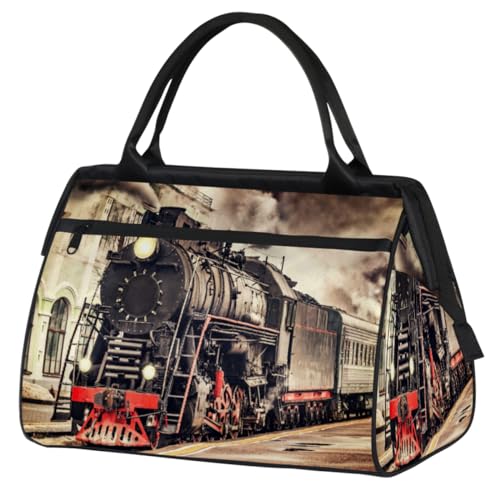 Vintage Steam Train Travel Duffel Bag for Women Men 24L, Train Desig Weekend Bag Sports Tote Gym Travel Overnight Weekender Bag, farbe, (24L) UK, Taschen-Organizer von TropicalLife