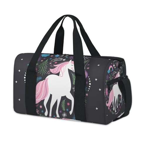 Weihnachts-Einhorn-Sporttasche, süßes Einhorn, Wochenende, Übernachtungstasche, Tragetasche, Reisetasche, für Kinder, Mädchen, Jungen, Damen, Herren von TropicalLife