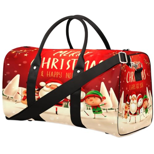 Weihnachts-Reisetasche für Damen, Herren, Kinder, Mädchen, Jungen, Weihnachten, Weihnachtsmann, Schneemann, 22,7 l, Wochenende, Übernachtung, Schultertasche, Gepäcktasche für Sport, Fitnessstudio, von TropicalLife