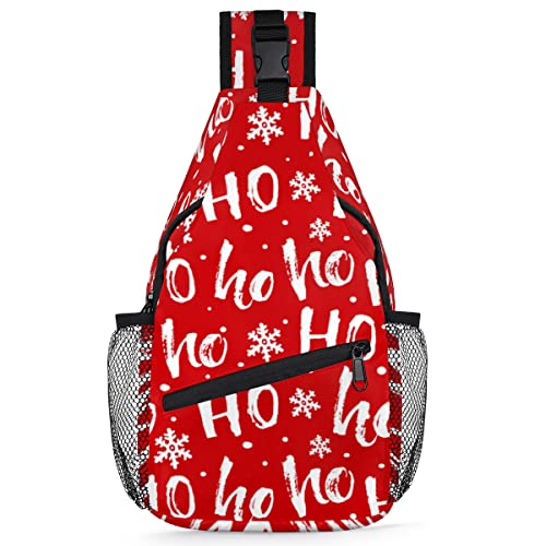 Weihnachts-Rucksack für Herren und Damen, Weihnachten, Ho-Buchstabe, Umhängetasche, Brusttasche für Reisen, Wandern, lässiger Tagesrucksack, Rucksack, multi, 35,6 cm, Sling Rucksack von TropicalLife