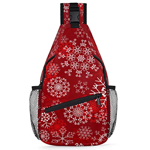 Weihnachts-Schneeflocken-Rucksack für Herren und Damen, Schneeflocke, Umhängetasche für Reisen, Wandern, lässiger Tagesrucksack, Rucksack, multi, 35,6 cm, Sling Rucksack von TropicalLife