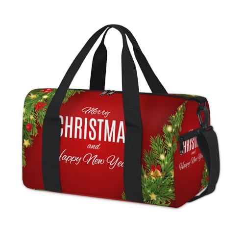 Weihnachts-Sporttasche mit Aufschrift "Merry Christmas", Wochenende, Übernachtungstasche, Reisetasche, Reisetasche, für Kinder, Mädchen, Jungen, Damen, Herren von TropicalLife