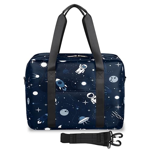 Weltraum-Reisetasche mit niedlichem Astronauten-Motiv, für Damen und Herren, Weltraumschiff, Wochenende, Übernachtungstasche, 32 l, große Kabine, Tragetasche, Tragetasche für Reisen, Sport, von TropicalLife