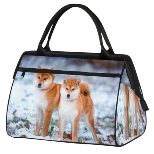 Winter Shiba Dog Travel Duffel Bag for Women Men 24L, Dog Weekend Bag Sports Tote Gym Travel Overnight Weekender Bag, farbe, (24L) UK, Taschen-Organizer von TropicalLife