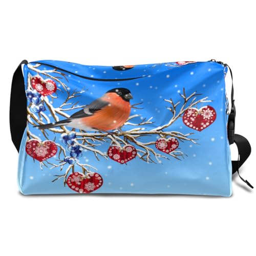 Winter Vogel Leder Duffle Bag für Mann Frau Jungen Mädchen Vogel Wochenende Übernachtung Sport Turnbeutel Reisetasche Single Shoulder Crossbody Handtasche, farbe, 18.5L, Taschen-Organizer von TropicalLife