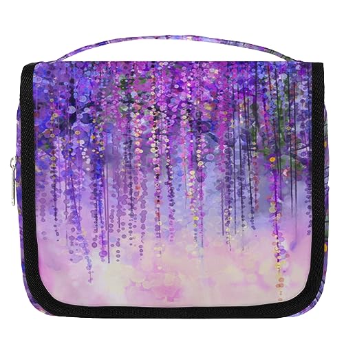 Wisteria Flower Reise-Kulturbeutel für Damen und Herren, abstrakte Blume, Waschbeutel, Tasche, hängende Toilettenartikel, Kosmetik, Make-up-Organizer, farbe, 4.7 L, Taschen-Organizer von TropicalLife