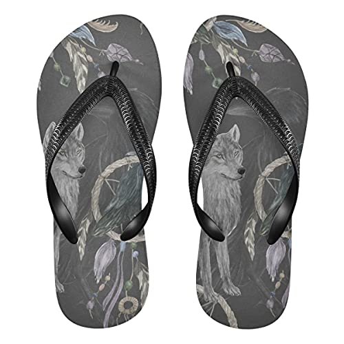 Wolf Tier Traumfänger Damen Flip Flops Unisex Erwachsene Flip Flops Zehensteg Flip Flop Größe XS Sommer Sandale für Herren, - mehrfarbig - Größe: 42/44 EU von TropicalLife